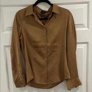 Talbots Silk Camel Button-Up Blouse